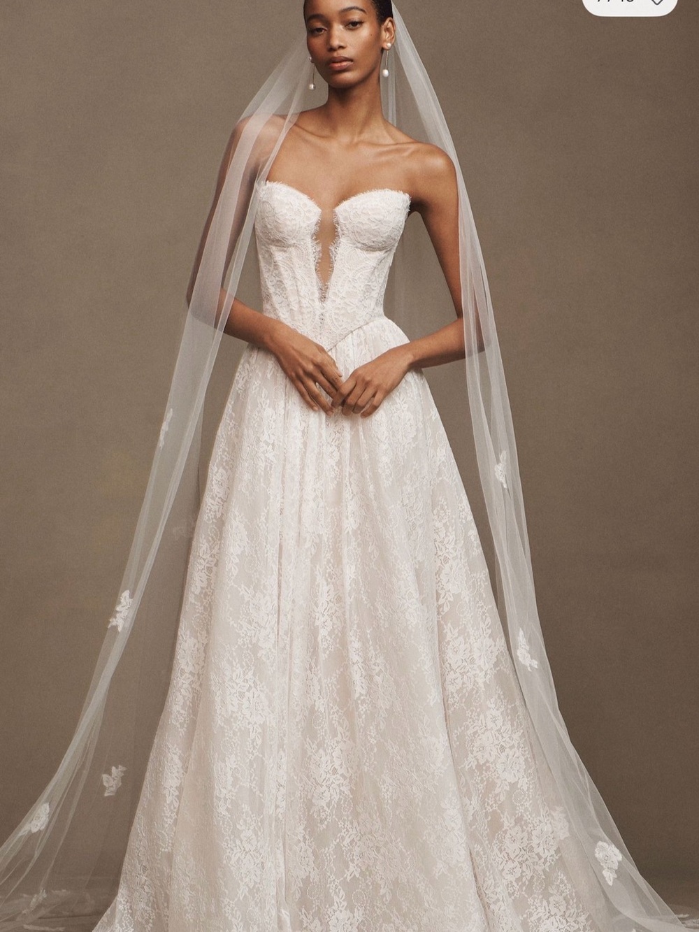 Strapless Lace Ballgown Wedding Dress in Ivory